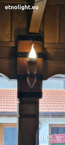 Стенни лампи аплици от автентични реставрирани бъчви с дървена чашка , снимка 1