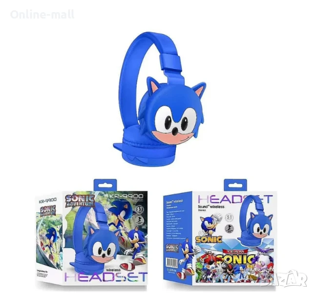 Безжични Светещи Bluetooth слушалки Соник Sonic, снимка 1