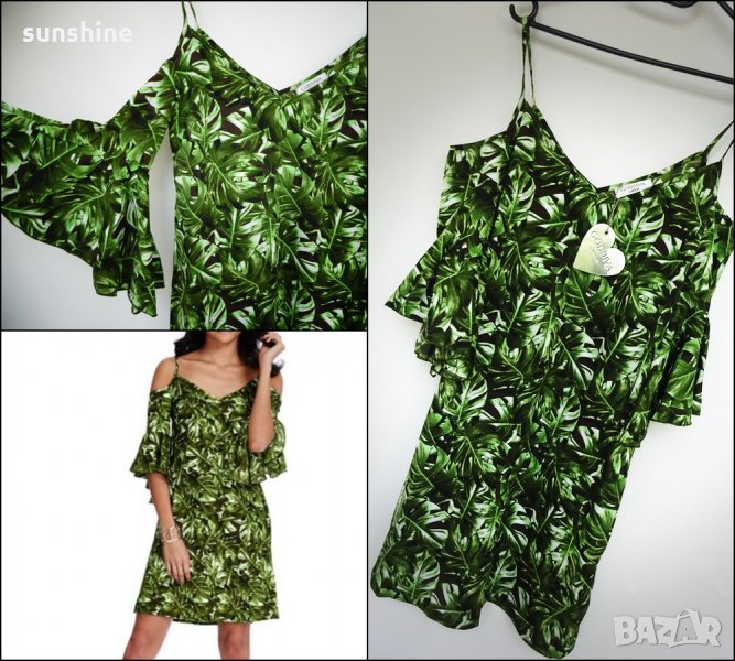 Рокля с летен принт на листа, снимка 1