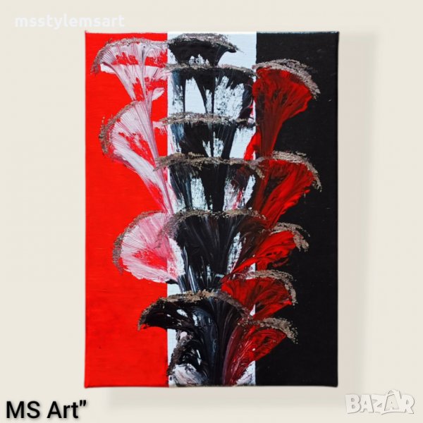 Тройно избухване"! Абстрактна картина! Ръчно рисувана!, снимка 1