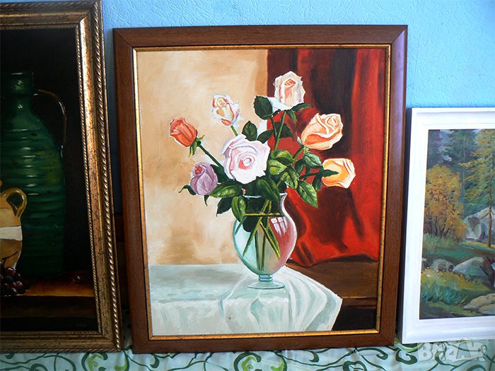 Маслена картина с цветя., снимка 1