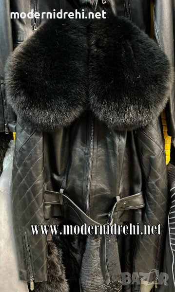 Дамско кожено яке естествена агнешка кожа и лисица код 111, снимка 1
