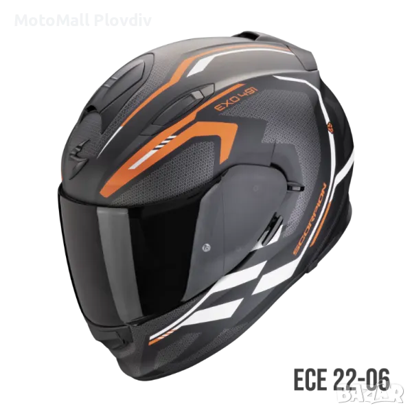 Каска SCORPION EXO-491 KRIPTA Matt Black-Orange-White, снимка 1