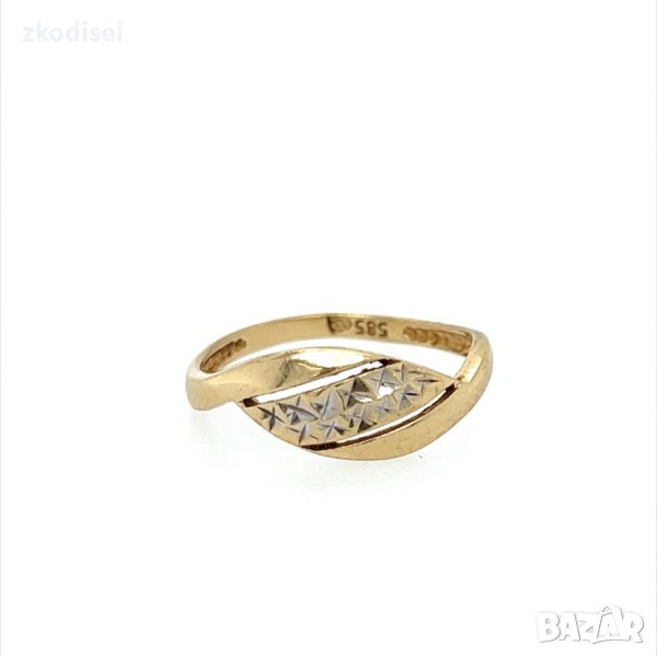Златен дамски пръстен 1,56гр. размер:55 14кр. проба:585 модел:22321-1, снимка 1