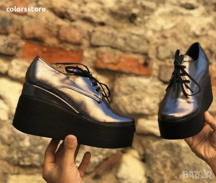 Обувки на платформа - бронз кожа - 120K, снимка 1