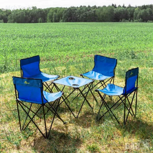 Сгъваема къмпинг маса с 4 стола, метална конструкция, снимка 1