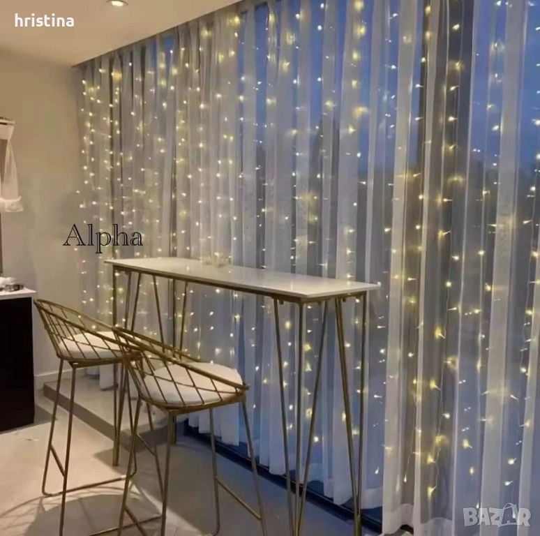 Коледни лампички завеса, снимка 1