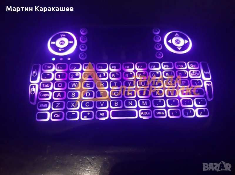 Безжична мини клавиатура с мишка-пад + осветление, снимка 1