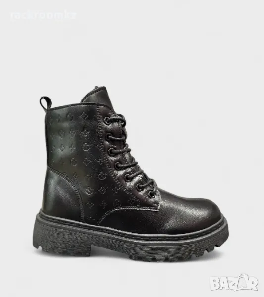 Дамски модни боти с връзки и цип в черен цвят 0073-5 black, снимка 1