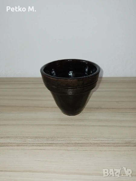 Саксия първа 12 см (с подложка) - черен, без шарка, снимка 1