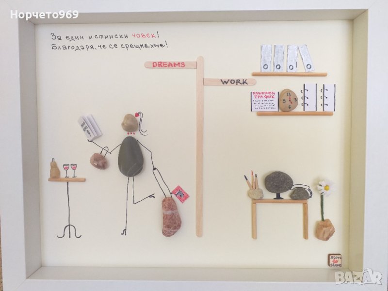 Ръчно изработено персонално пано от морски камъчета, снимка 1