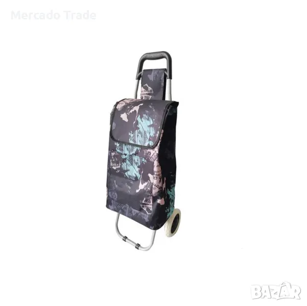 Пазарска количка Mercado Trade, Макс.тегло 30кг., Черна с мотиви, снимка 1