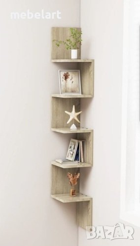 Ъглова етажерка цвят - Дъб крафт бял , снимка 1