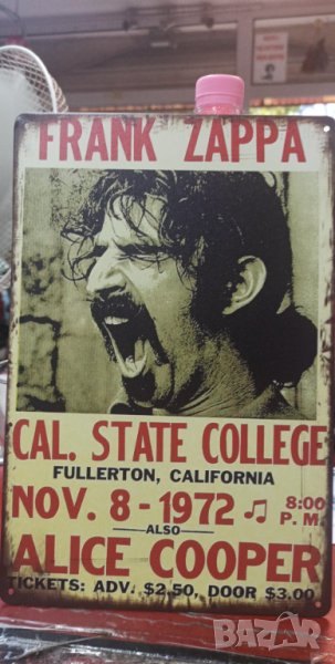 Frank Zappa 8.11.1972 -метална табела( плакет), снимка 1