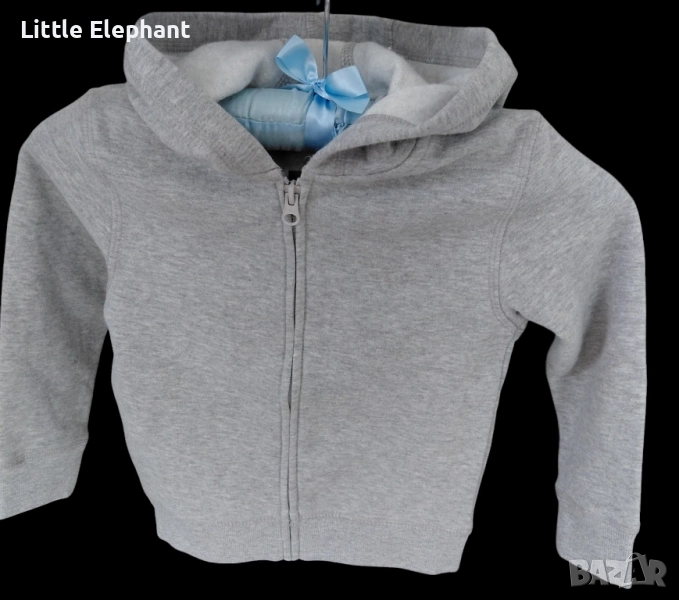 Суичер с качулка и цип светло сив plein за момченце на 2-3 години,Англия/нов, снимка 1