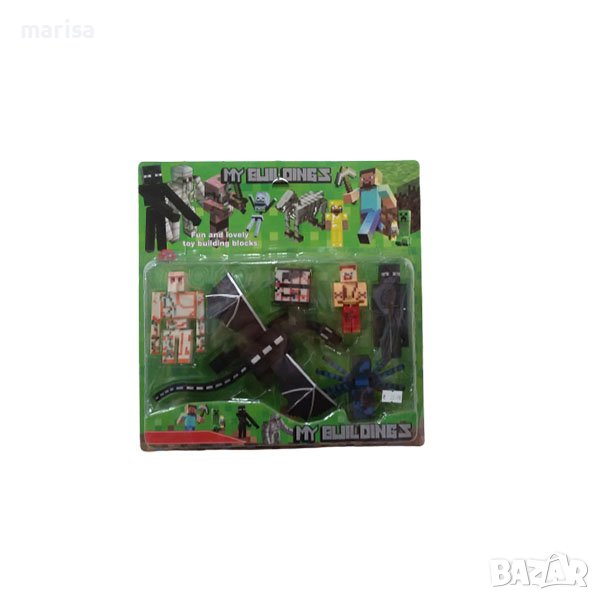 Комплект фигури Майнкрафт с черен дракон, Minecraft, 7 части 102251, снимка 1