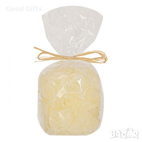 Ароматизирана свещ в екрю 3D релефни рози, снимка 2 - Други - 39210695