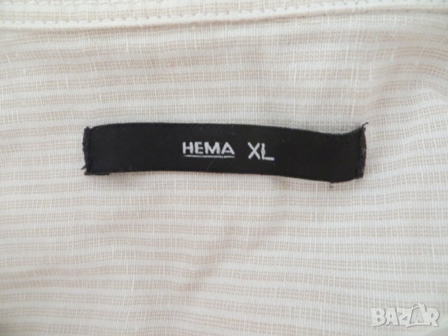 Мъжка риза с дълъг ръкав лен и памук HEMA, снимка 4 - Ризи - 42483849
