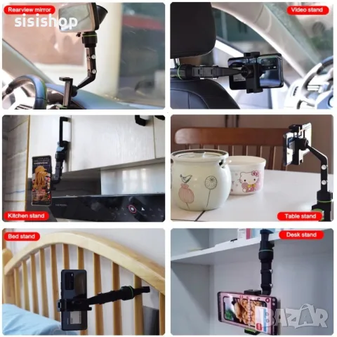 360° въртяща се стойка за телефон за огледало на кола 3765, снимка 10 - Стойки, 3D очила, аксесоари - 55792563