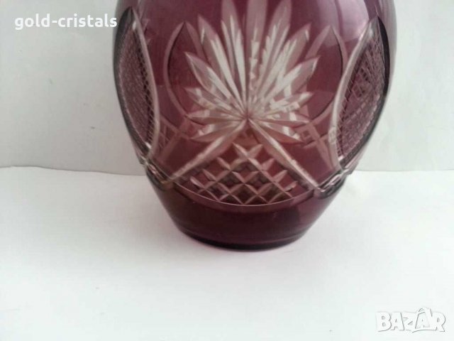 Кристална гарафа и кристални чаши цветен  лилав кристал, снимка 11 - Антикварни и старинни предмети - 31236367