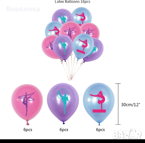 Украса за рожден ден " Художествена гимнастика" , балони гимнастика/балерина, снимка 2 - Декорация за дома - 44621623