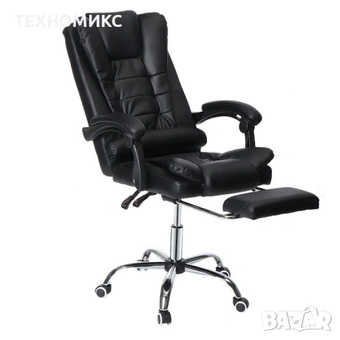 Ергономичен офис стол, функция люлка, поставка за крака, черен, снимка 17 - Други стоки за дома - 53157315