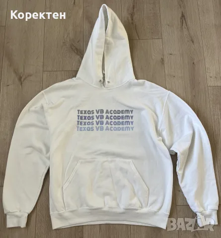 Бял слуичър с качулка Л размер 
