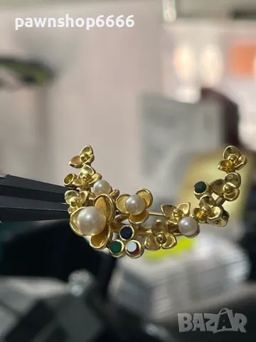 Сребърна брошка с позлата , снимка 7 - Антикварни и старинни предмети - 49986438