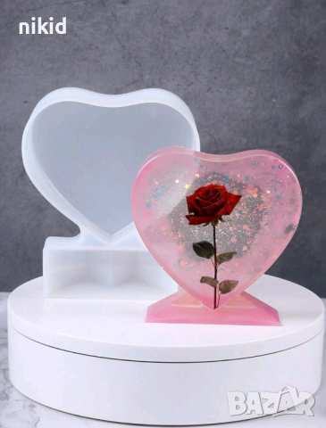 Сърце рамка на стойка за снимка силиконов молд форма за направа изработка от смола глина шоколад, снимка 3 - Форми - 33177769