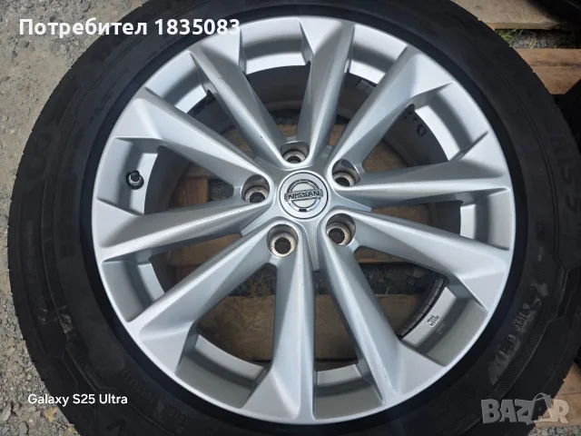 Лети джанти 17ки 5х114.3 Nissan + летни гуми 215/60/17 Barum, снимка 5 - Гуми и джанти - 55842937