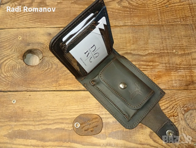 Ръчно изработен мъжки кожен портфейл, ловен аксесоар, , снимка 2 - Портфейли, портмонета - 53287565