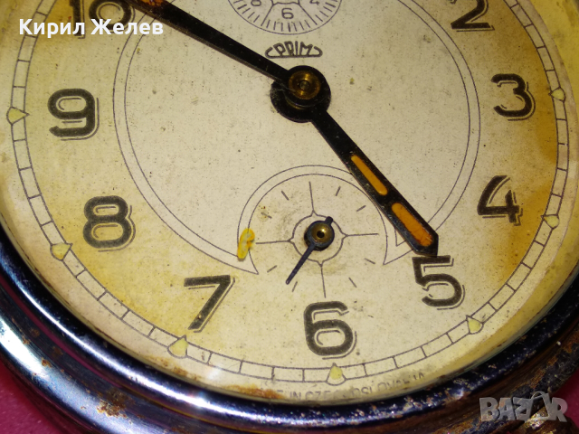 PRIM MADE IN CZECHOSLOVAKIA Стар МЕХАНИЧЕН КОЛЕКЦИОНЕРСКИ ЧЕХОСЛОВАШКИ БУДИЛНИК - ПРИМ 43685, снимка 14 - Антикварни и старинни предмети - 44549179