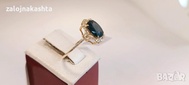 Нов-Златен пръстен с Сапфир и Брилянти-2,01гр/14кр, снимка 8 - Пръстени - 52838586