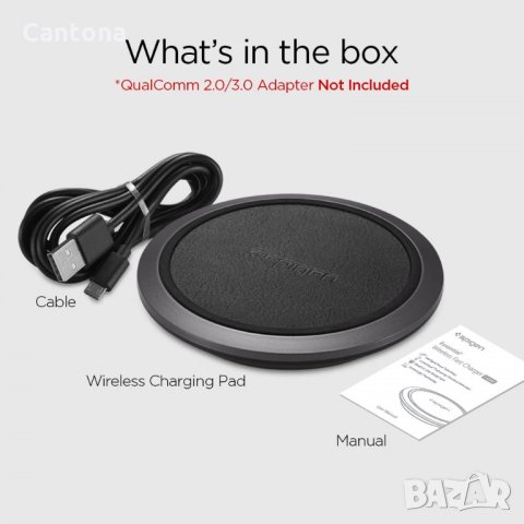 Безжично зарядно устройство Spigen F308W, QC 3.0, 10W, снимка 5 - Безжични зарядни - 35471218
