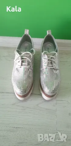 Обувки блестящи сиви, снимка 1