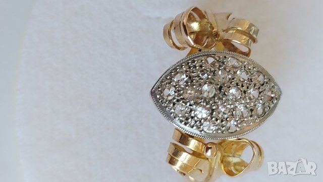 Старинен златен пръстен с бели топази, снимка 2 - Пръстени - 37290111