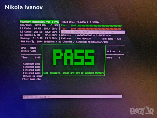 16GB DDR4 2666Mhz Kingston Fury Beast Black RAM памет | CL16 | 16-18-18-39 1.2V | Тествана!, снимка 4 - RAM памет - 53997825