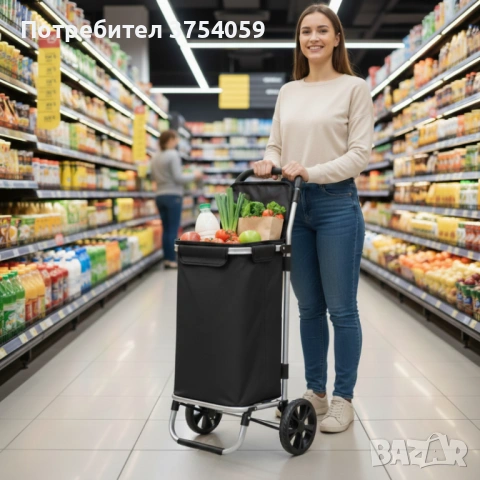 Количка за пазаруване – 40 л, водоустойчива, лека и удобна с 2 колела, снимка 2 - Други - 53124608