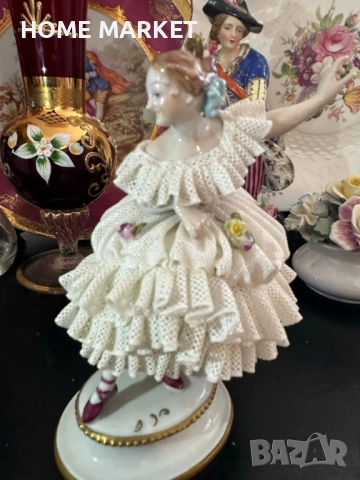 Volkstedt Фолкщед Germany  Curca 1945 (Älteste Volkstedter Porzellanmanufaktur) Dresden Lace , снимка 14 - Антикварни и старинни предмети - 52939076