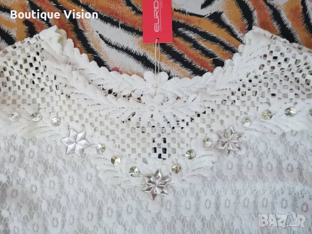 Ново! Бяла блуза с красива бродерия и камъни, снимка 4 - Блузи с дълъг ръкав и пуловери - 31938962