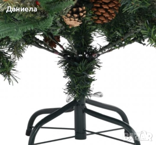 Изкуствена елха Luxury Diamond с червен глог и шишарки, снимка 4 - Декорация за дома - 52170268