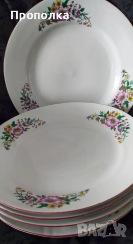 Комплект Пъстроцветни чинии със супник, снимка 3 - Чинии - 54101152