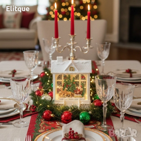 Снежна Коледна къщичка с Дядо Коледа – Идеален празничен акцент, снимка 2 - Други стоки за дома - 52629342