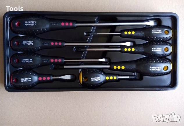 halfords advanced 8 броя плоски кръстати отвертки комплект chrome vanadium
