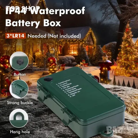 Quntis 25M 1000 LED коледни светлини, водоустойчиви, топло бяло, таймер, 8 режима, снимка 7 - Лампи за стена - 49866169