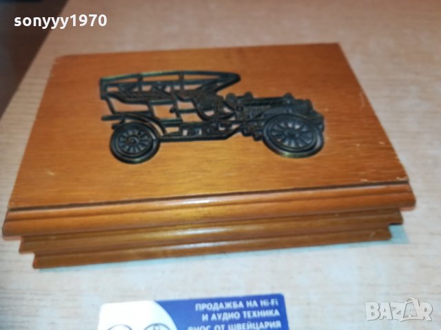 дървена кутия с метална кола-внос франция 19х12х5см, снимка 4 - Колекции - 30194463