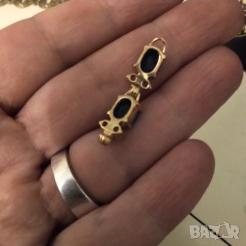 Позлатена сребърна висулка със сапфири , снимка 3 - Колиета, медальони, синджири - 38398485