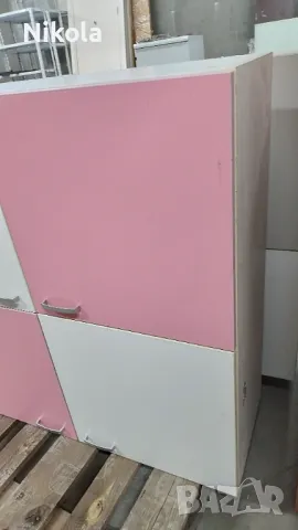 Шкаф за стена 4 врати бяло и розово 100/100/35см, снимка 12 - Шкафове - 49601143