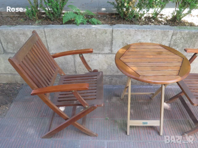  Тиково дърво-2бр.столове и маса ,Скандинавски дизаин, снимка 3 - Къмпинг мебели - 46678759