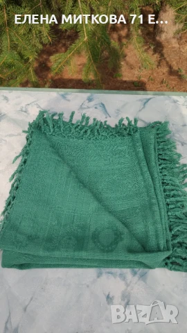 Зелена памучна покривка с ресни плътна тежка, снимка 4 - Покривки за маси - 51044819